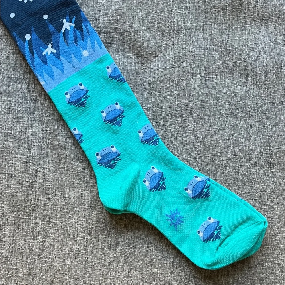Sock it to Me Nighttime Buffet Knee High Glow in the Dark Socks Frogs Novelty